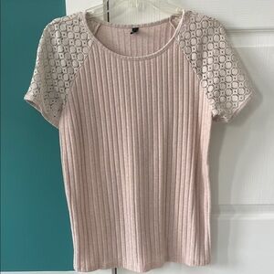 Elegant Lace Sleeve Pink Top
